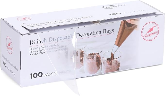 Keenpioneer 18-Inch Piping Bags, Large Capacity | Biobased Disposable Cake Decorating Pastry Bag - Pack of 100 (Packaging May Vary)