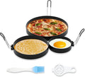 8 Inch Omelette Ring, 6 Inch Pancake Ring and 3.5 Inch Egg Ring | Upgrade 3 Pack Assorted Size Nonstick Stainless Steel Round Cooking Rings Molds with Oil Brush & Egg Separator for Griddle