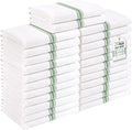 Homaxy 100% Ring Spun Cotton Kitchen Towels 24 Pack, Grass Green Stripe | 15 x 25 Inch, Highly Absorbent Dish Towels for Kitchen Drying, Reusable Cleaning Cloths, Soft Tea Towels with Hanging Loop