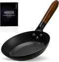 YOSUKATA 7.9" Carbon Steel Frying Pan – Non-Toxic Pre-Seasoned Skillet with Removable Wooden Handle – Coating-Free Wok-Style Pan for Gas, Induction, Electric, Oven & Grill BBQ