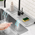 14.6 inch Faucet Mat for Kitchen Sink Splash Guard[7° Slope Fast Self-draining][Snap Lock Fit]Kitchen Sink Faucet Mat Splash Guard Kitchen Sink Area Water Splash Guard Behind Faucet Draining Mat