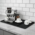 Silicone Coffee Mat 24" x 16", Heat Resistant Non Slip Leak Proof with Concave Convex Design & Detachable Drying Layer, Coffee Bar Mat for Espresso Machine, Coffee Maker Countertops (Black)