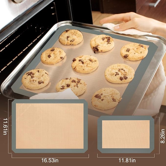 Koolstuffs Silicone Baking Mat, Nonstick and Reusable, 3 Pack | Easy Cleanup, Half- and Quarter-Sheet Sizes for Cookies, Bread, Pastries, Roasted Vegetables