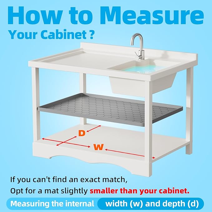 Winisok Waterproof Under Sink Mat 40" x 19", Silicone Mat, Dark Gray | Raised Edge Traps Spills & Leaks, Shelf Liner, Cabinet Protector, for Kitchen, Bathroom, Boots, Pets, Home Essentials