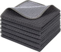 Dish Cloths for Washing Dishes with Scrub Side, Microfiber Dish Rags | Dual-sided microfiber dish cloths with scrubber for stuck-on food, quick dry kitchen washcloths 6 Pack, 12 Inch Grag-B
