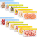 SPLF 12 Pack Dishwasher Safe Reusable Snack Bags | BPA Free Storage Bags, Extra Thick Leakproof Freezer Bags Silicone and Plastic Free Lunch Bags Food Storage