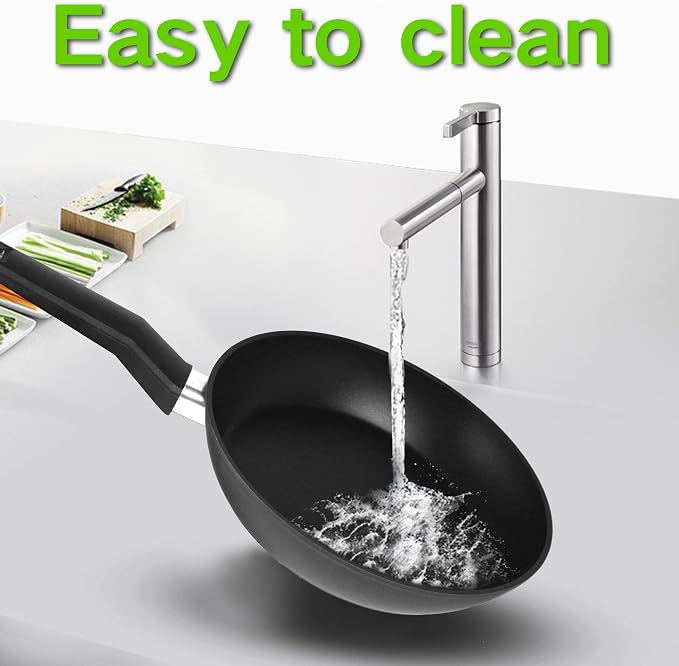 9.5“ Nonstick Frying Pan, Nonstick Fry Pan Griddle Pan, Dishwasher and Oven Safe, PFOA-Free, Stovetop Grill Pan Works with Gas, Electric Stove, Induction Cooktops