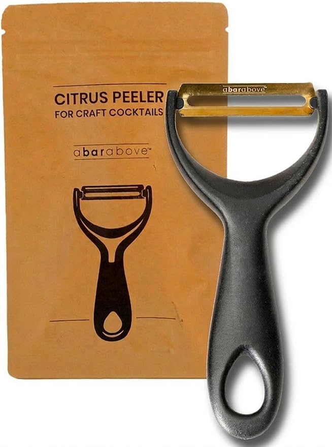 A Bar Above Citrus Peeler, Stainless Steel Fruit Peeler, Gold Finish | Comfortable Grip Peeling Tool, For Oranges, Lemons, Limes, Cocktail Twist Garnish, Kitchen Essential, Bar Tool, Bar Favorite
