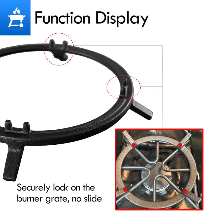 Wok Ring, 6.22 Inch Cast Iron Wok Support Ring Replacement Parts for Gas Stove GE, Samsung, Kitchenaid, Kenmore, Jenn-Air, Bosch, Fulgor Milano, Zline Round Stove Top Pan Support Rack Gas Range Parts
