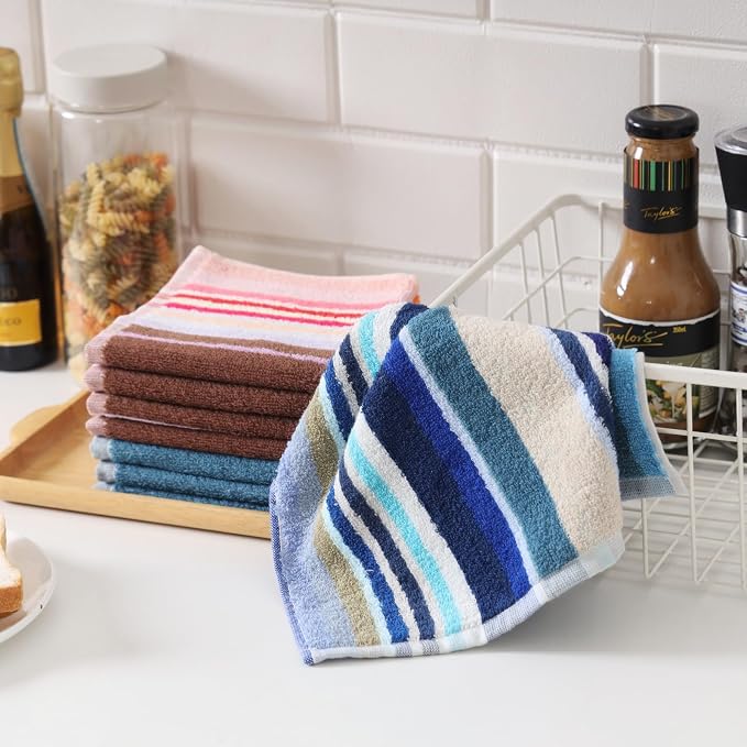 Dish Cloths for Washing Dishes, Kitchen Hand Towels WashCloths | Good Absorption, for Cleaning Drying Wiping, Dish Rags ,quick dry, 100% Cotton,12x12 inches, Pack 8 Wash Cloths