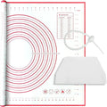 Silicone Baking Mat, 32x24 inch Non Stick Kneading Mat for Rolling Dough | Anti-slip, Heat Reststant, Dishwasher Safe, With Cable Ties &Crem Scraper, With Measurement