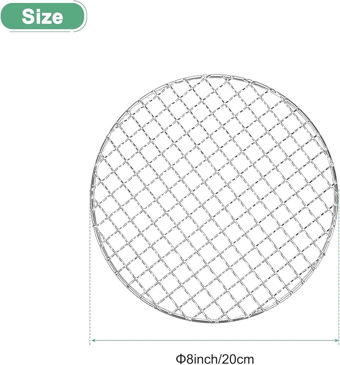 M METERXITY Cooling Rack, 8" Round Stainless Steel Baking Rack for BBQ/Cooking/Roasting/Grilling/Steaming/Drying, Wire Cooling Rack for Baking [Silver]