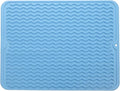 MicoYang Silicone Dish Drying Mat — Quick-Dry Ridges Counter & Sink Pad, Heat-Resistant Trivet to 450°F, Non-Slip & Dishwasher Safe, Roll-Up Storage, 18 Colors & 9 Sizes (Light Blue, 16"×12")
