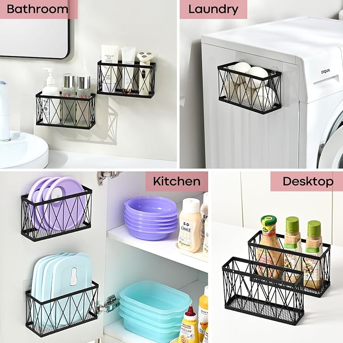 3 Pack Cabinet Organizer - Adhesive Lid Organizer Slim Space Wall Mounted Inside Cabinet Door Storage for Kitchen, Bathroom, Pantry, Under Sink