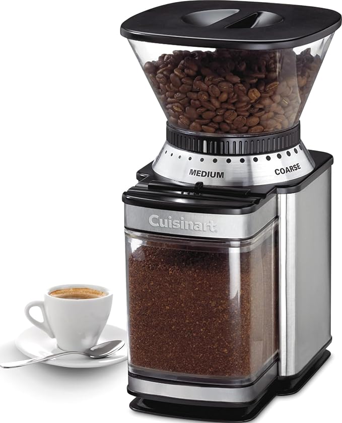 Cuisinart Electric Burr Coffee Grinder, 18-Position Selector, 4-18 Cups | Flat burr coffee bean grinder with 18 options, fine to coarse, & removeable, easy-to-clean 8 oz bean hopper, DBM-8P1