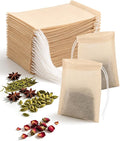300PCS Disposable Tea Filter Bags with Drawstring | 100% Natural & Safe Loose Leaf Tea Empty Tea Bags, 1-Cup Capacity