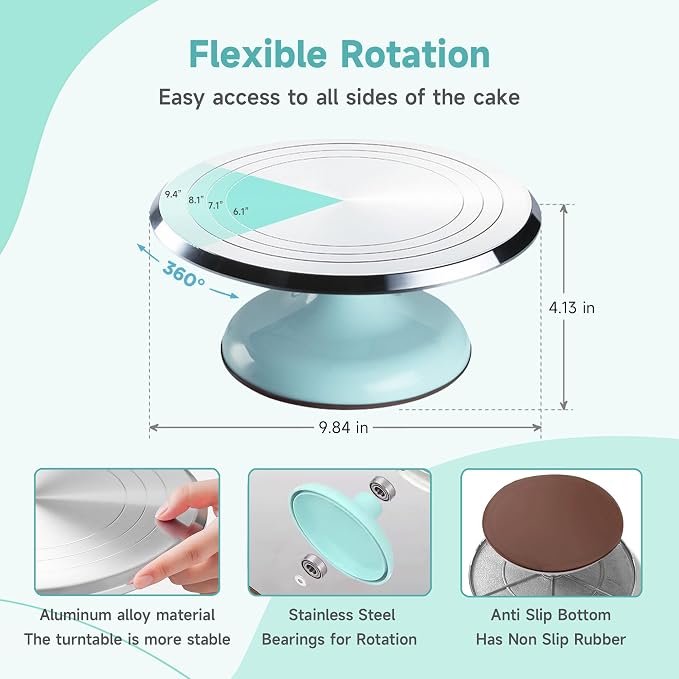 Cake Decorating Kit, 138pcs Cake Decorating Supply with Aluminium Cake Turntable, 64 Numbered Icing Piping Tips, 2 Spatulas, 3 Icing Comb Scraper and Leveller, 32 Piping Bags,cake decorating tool