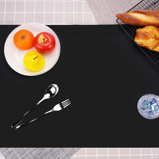 Silicone Mats for Kitchen Counter, Large Silicone Countertop Protector, Nonskid Heat Resistant Desk Saver Pad, Multipurpose Mat, Placemat (XL-28" x 20"x 0.06", Black)