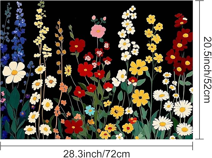 HOMETITUTE Wildflower Stove Top Cover 28x20 Colorful Garden Diatomite Mat