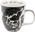 Karma Gifts 14 oz Black and White Boho Mug Mermaid - Cute Coffee and Tea Mug - Ceramic Coffee Mugs for Women and Men