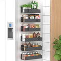 Metal Magnetic Spice Rack for Refrigerator Dark Gray, 6 Pack | Magnetic Shelves Heavy Duty for Fridge in Kitchen, Seasoning Storage Organizer, For Oven Washer and Dryer, For Heavier Items