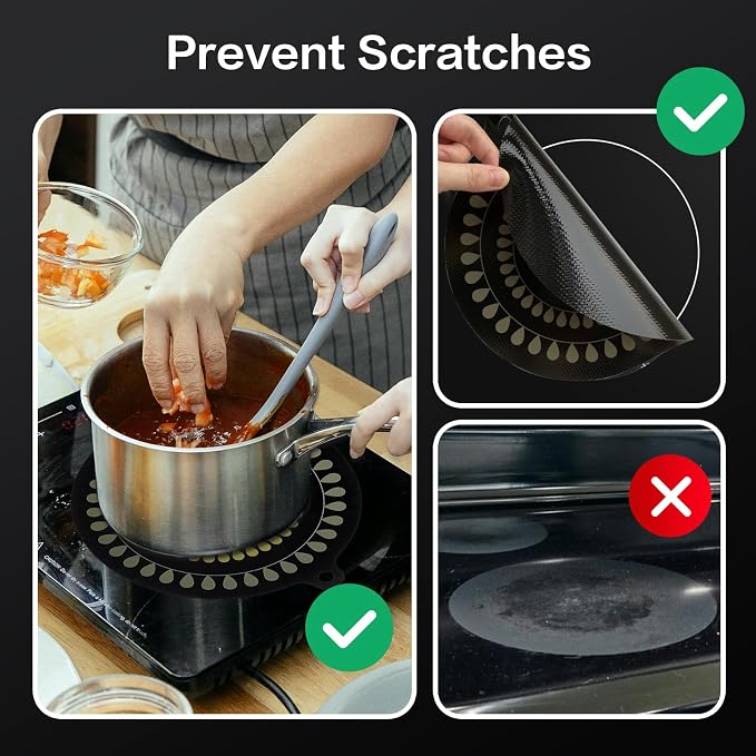 9.5 Inch Thermochromic Silicone Induction Cooktop Protect Mat,2Pcs Induction Cooktop Protective Cover,Non-Slip Pads to Prevent Pots and Pans from Sliding While Cooking