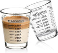 SAIAOKJ Shot Glass Measuring Cup Set, 2 Pack Espresso Shot Glasses (Black) | Glass measuring cups feature 26 markings up to 1 OZ, 2 TBS, 6 TSP, 30 ML for espresso, liquor, medicine and recipes