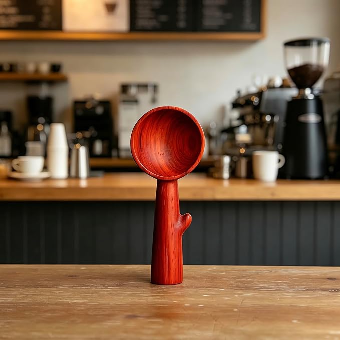 Padauk Coffee Scoop,Wooden Coffee Bean Measuring Spoon,5g Capacity,Natural Wood Coffee Scoop for Tea,Sugar & Powder,Rustic Kitchen Gift for Coffee Lovers