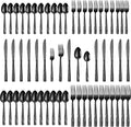 60-Piece Black Flatware Set for 12 | Grade 430 Stainless Steel Gray Silverware Set, Cutlery Set, including Fork Spoon Knife, Dishwasher Safe