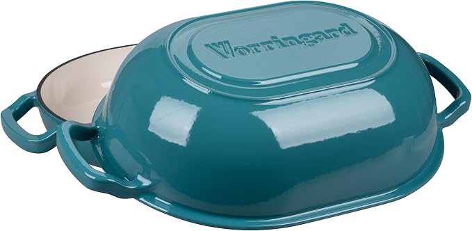 VORRINGARD Enameled Cast Iron Sourdough Bread Oven, Dutch Oven, Loaf Cast Iron Bread Pan for Homemade Bread Baking, Meatloaf Pan with Lid, 7QT, Bluegreen
