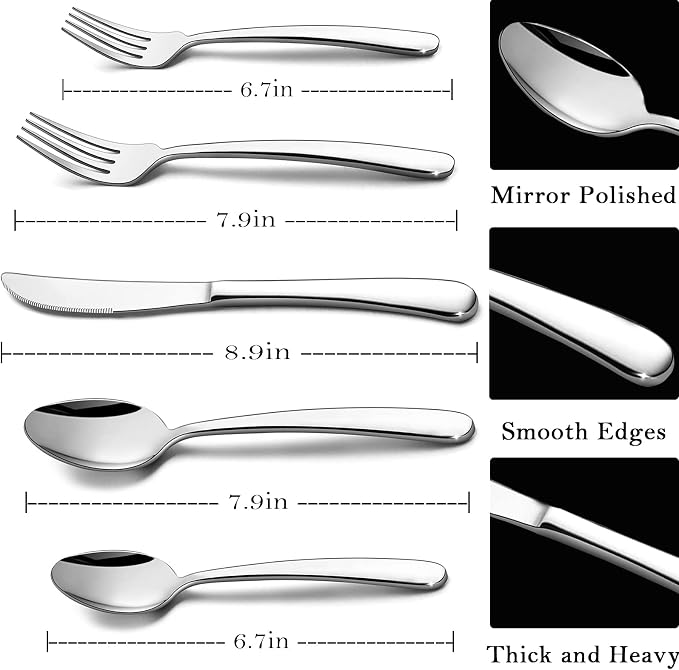 HaWare Heavy Duty Silverware Set, 45PCS Flatware with Serving Utensils