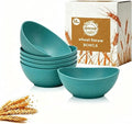10oz Wheat Straw Bowls Set of 6, Unbreakable Plastic Bowls Reusable for Cereal, Snack, Dessert, Side Dish, Small Prep Bowls, Microwave Safe Bowls for Kitchen, Party, Camping - Green
