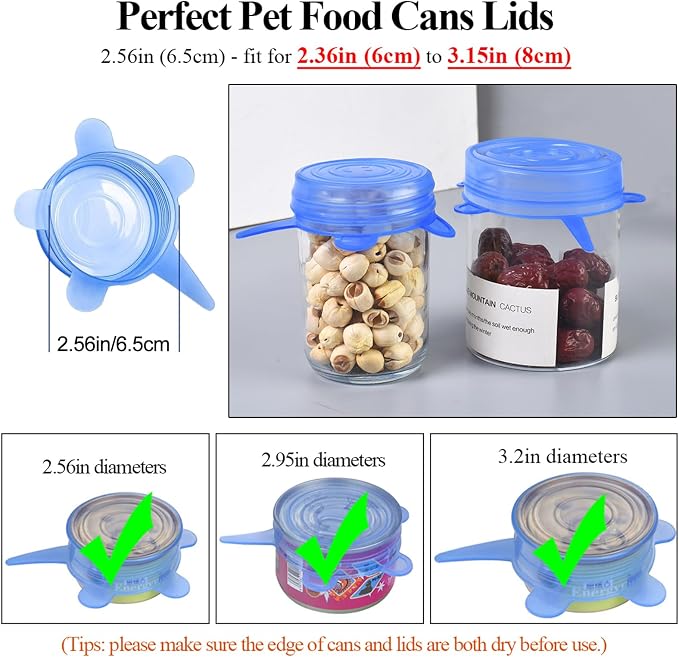 Silicone Can Lids (10-Pack of 2.6 inch), Reusable Silicone Stretch Lids for Pet Food Cans, Leakproof BPA-free Seal Can Covers for Soda/Beer Cans, Mugs, Cups, Canned Pet Foods