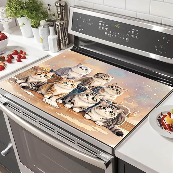 HOMETITUTE Cute Cat Stove Top Cover 28x20 Diatomite Heat Resistant Mat