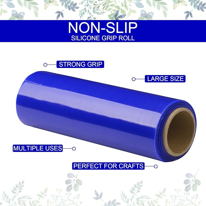 Treela 2 Rolls Non Slip Material Roll, 8 Inch x 3.25 ft Silicone Roll Cut to Size Blue Non Slip Mat Large Table Pads for Baking Drawer Crafts Counter Eating Aids Drawer