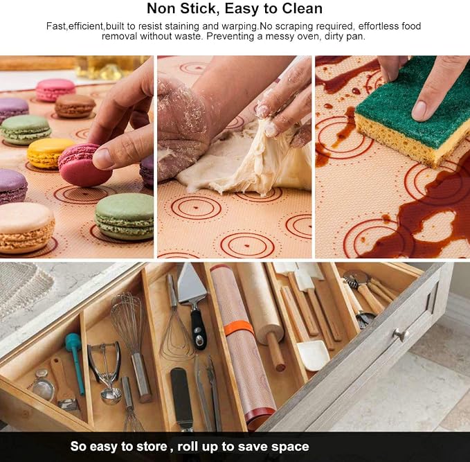 Macaron silicone baking mats - Macaroon Baking suppliers 1 Quarter Sheet + 2 Half Sheet Macaron Baking Mat,Macaron Baking Sheet,2 Piping Pastry Bag with Bag Tie,6 Piping Tips