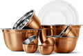 COOK WITH COLOR 18 Piece Mixing Bowls Set with Airtight Lids, Stainless Steel Bowl Organizers, Food Storage Containers, Meal Prep, Nesting Salad Bowls For Cooking, Baking, Kitchen Use, Copper