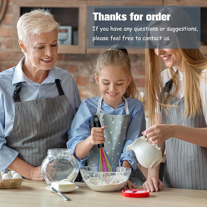 OYV Rainbow Silicone Whisk Set of 3, 8/10/12 Inch, Dishwasher Safe,Colorful | Sealed Waterproof Handles, Non-Scratch Silicone-Coated Wires, Nonstick-Safe, Durable Stainless Steel Cores, Easy To Clean