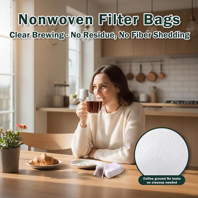 300Pcs Disposable Tea Bags for Loose Leaf Tea, Empty Tea Filter Bags for Cooking, Infuser Sachets for Spice, Coffee, Herb and More (3.54x2.75 Inch)