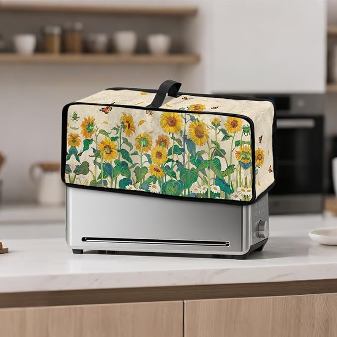 ZDCUSTOM Toaster Covers 2 Slice Wide Slot Sunflower Small Appliance Dust and Fingerprint Protection for 2 Slice Slim Toaster with Handle Vibrant Bread Maker Dust Cover