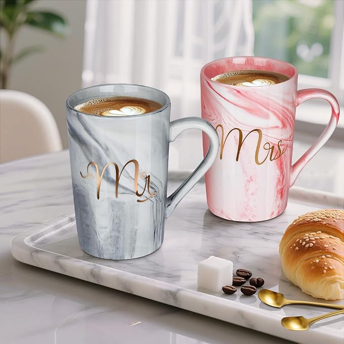 Linkax Wedding Gifts for Couples, Coffee Mugs with Photo Frame Makeup Bag | Christmas Gift for Couples Newlyweds Husband Wife His and Hers Couples Gift Bride to Be Bridal Shower Engagement Anniversary