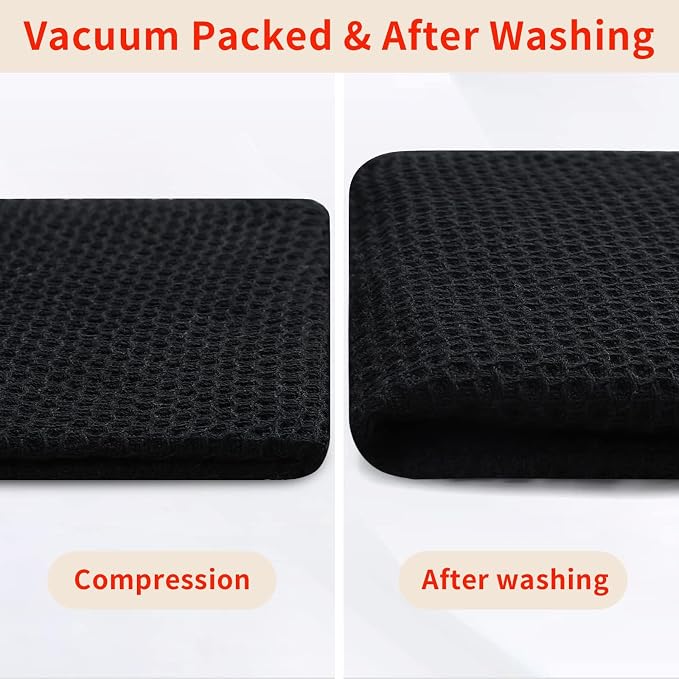 Homaxy 100% Cotton Oversized Waffle Weave Kitchen Towels 6-Pack, Black | 20 x 28 Inches, Ultra Soft Absorbent Dish Towels, Quick Drying Large Cleaning Towels
