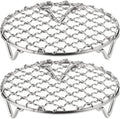 HARFINGTON 2pcs Round Cooking Rack 4.7-inch 201 Stainless Steel Cross Wire Barbecue Grill Net with 20mm Legs for Cooking Baking Steaming BBQ