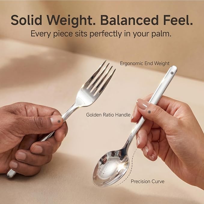 36-Piece Silverware Set with Steak Knives, Flatware Set for 6, 18/10 Stainless Steel Tableware Cutlery Set for Home Restaurant, Mirror Finish,Modern Design