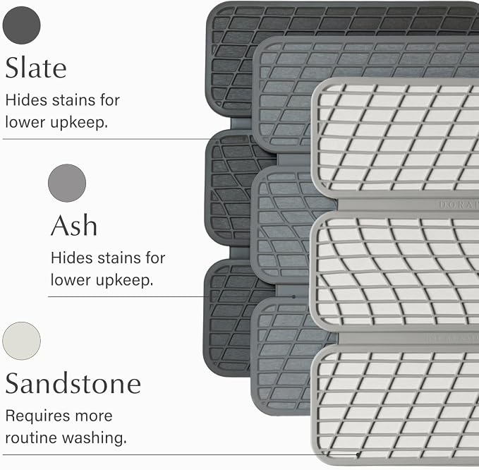 Dorai Home Dish Pad - Collapsable Stone Dish Drying Mat with Diatomaceous Earth for Quick Drying - Ultra Absorbent - Encased in Silicone - Eco-Friendly, Foldable - Original 19.9"x15.2" Sandstone