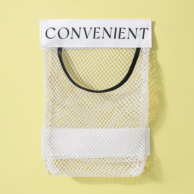 2 Pack Trash Bag Holder Dispenser Sticky Wall Mount Mesh Convenient Storage Organizer for Home Kitchen Grocery Plastic Shopping Garbage Bags Reusable Produce Tote Bag
