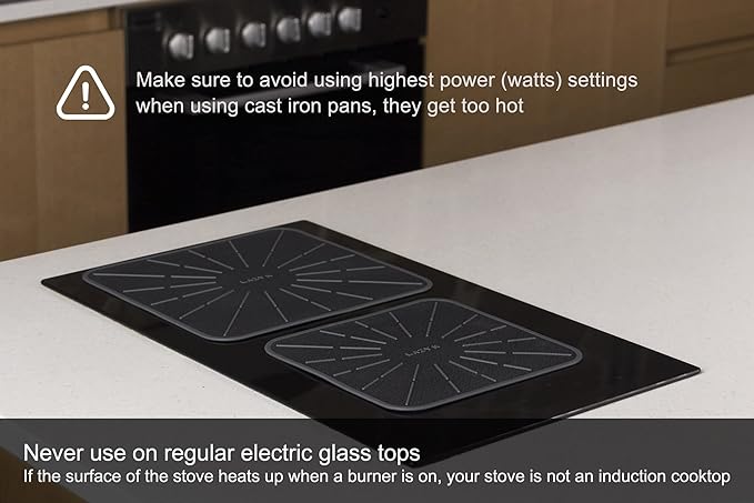 Induction Cooktop Mat - Silicone Fiberglass Scratch Protector - for Magnetic Stove - Non slip Pads to Prevent Pots from Sliding during Cooking - Square (7.4inches) Black