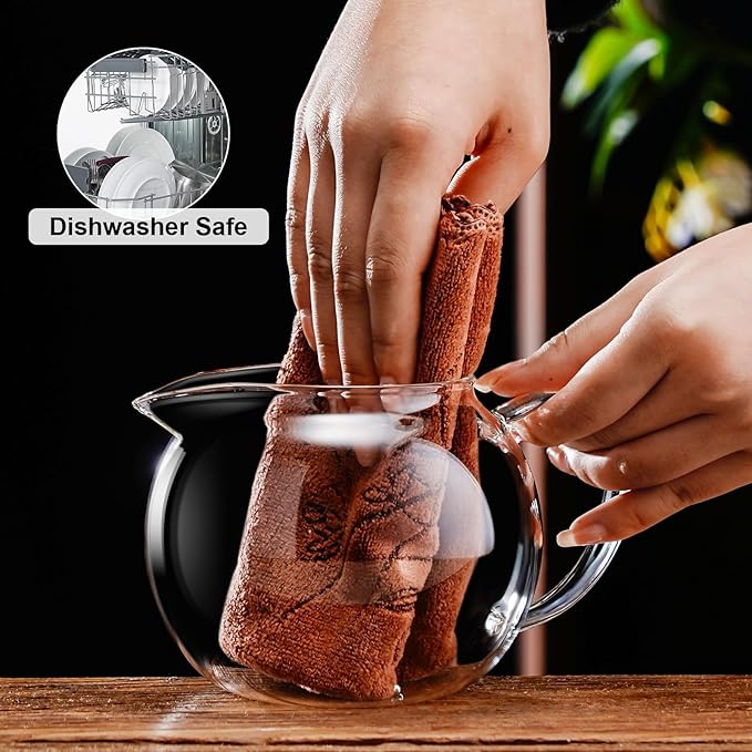 PARACITY Glass Teapot for Stovetop, 50 oz Clear Tea Kettle with Infuser | Removable 18/8 stainless steel strainer brews loose leaf, herbal and blooming teas; borosilicate body suits microwave use