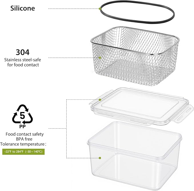 3 PCS Large Fruit storage Containers for Fridge Food Storage Containers | with Removable Colander Leakproof Dishwasher & Microwave safe Produce Containers Keep Fruits Vegetables Berry Fresh longer