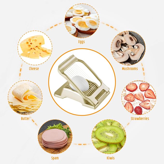 Multipurpose Heavy Duty Aluminium Egg Slicer, Stainless Steel Wire, Gold | Not Dishwasher Safe, Rust Resistant, Egg Cutter for Hard Boiled Eggs, Soft Food and Soft Fruit, Salads, Butter, Cheese, Spam
